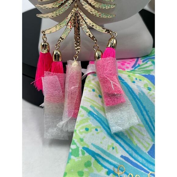 Lilly Pulitzer Jungle Rain Long Necklace (Cockatoo Pink) Tassels New with Pouch - Picture 7 of 11